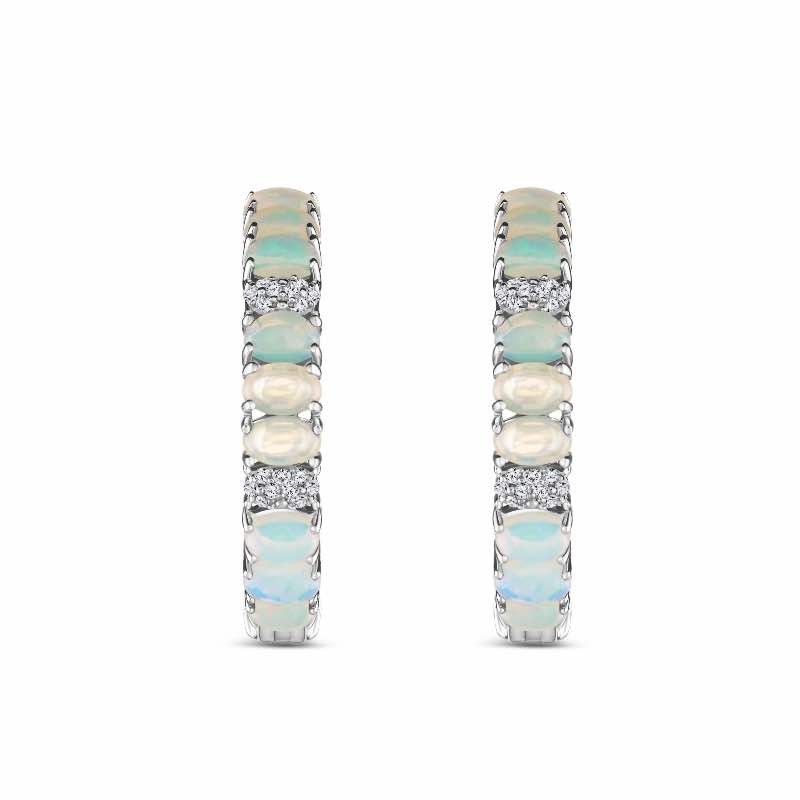 Sterling Silver Opal Tennis Earrings